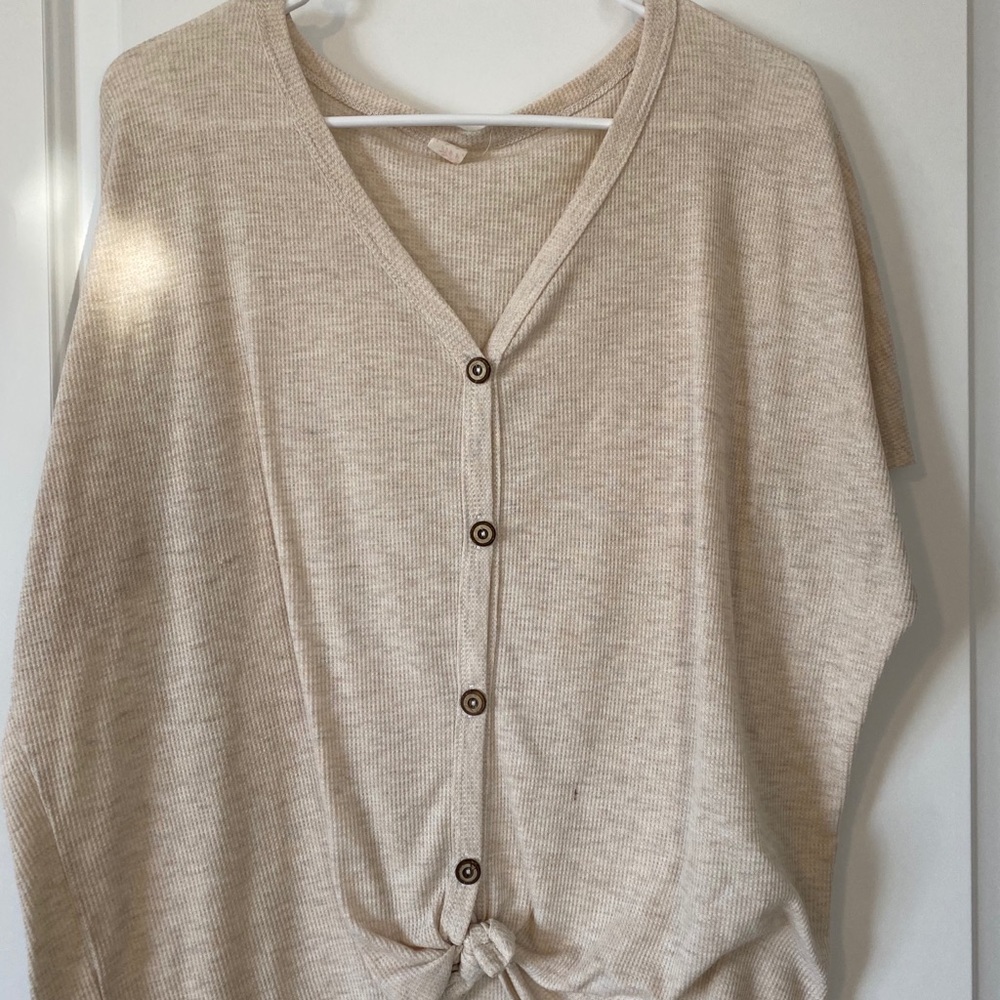 Tan Button Down with Knot